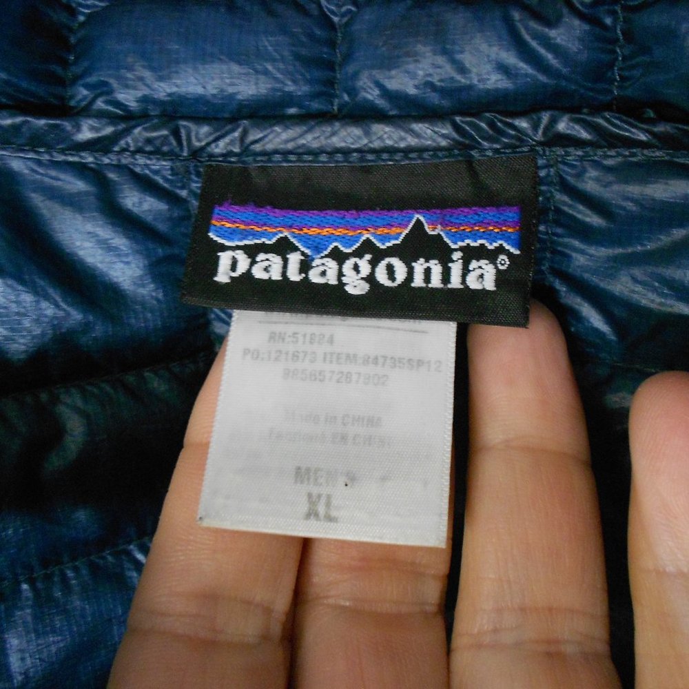 Patagonia Blue Puffer Pullover 1/2 Zip Jacket Mens Sz. XL GOOSE DOWN ULTRA LIGHT - Picture 14 of 15
